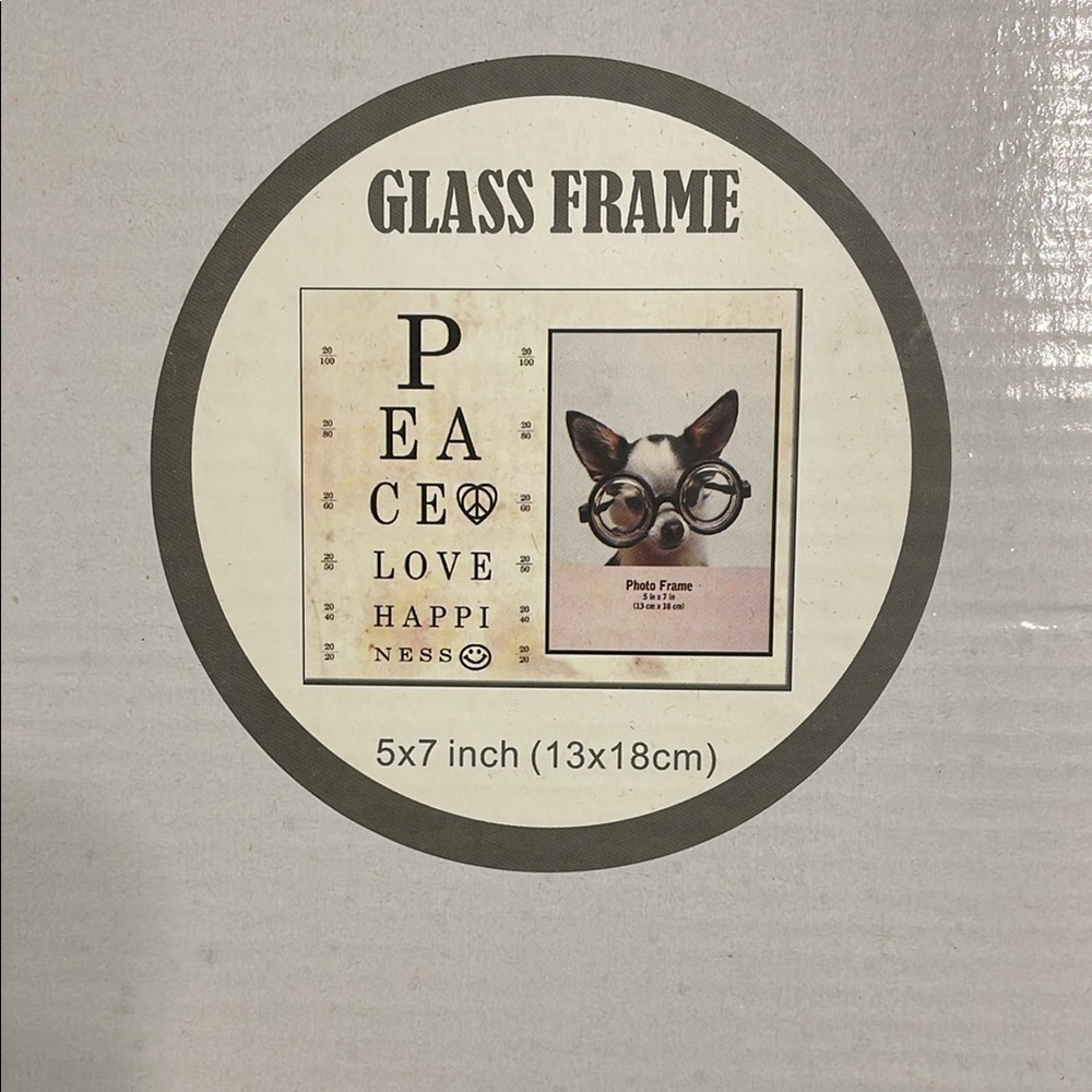 Glass Photo Frame with Peace and Love Design PLEASE READ DESCRIPTION!